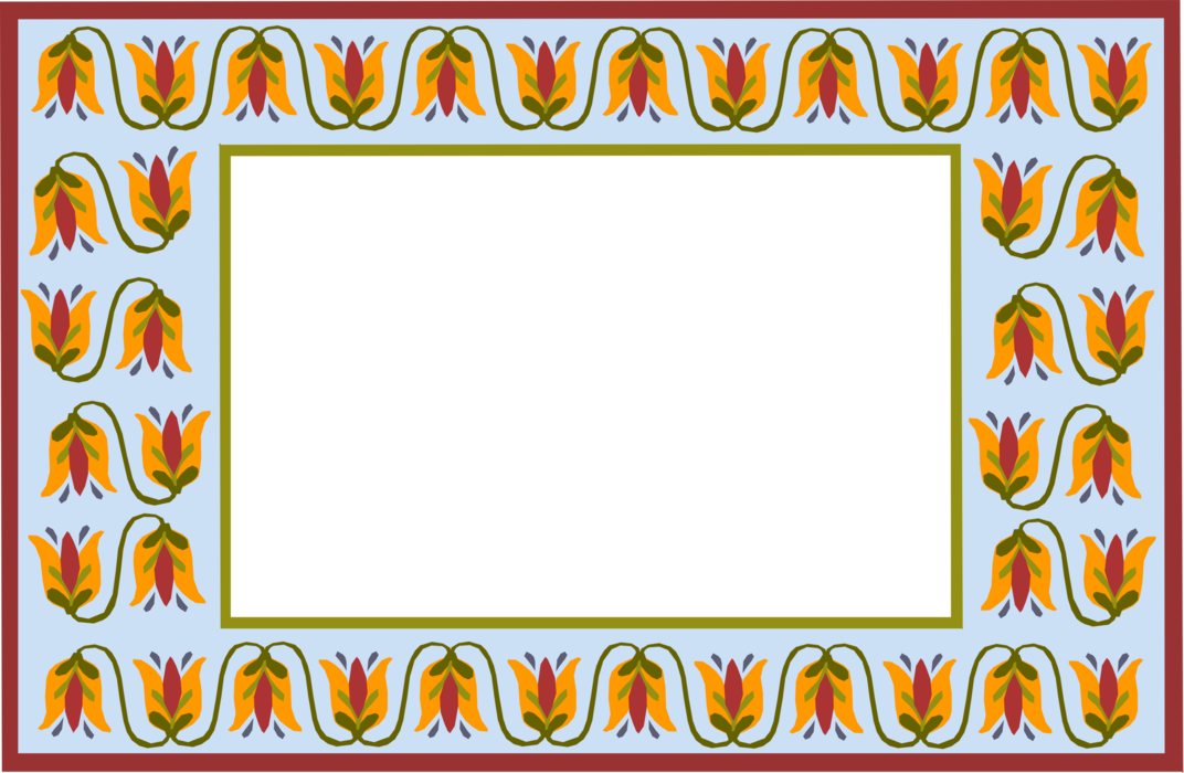 Vector Illustration of Repeating Floral Pattern Border Frame