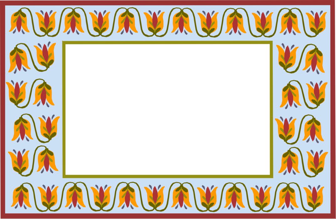 Vector Illustration of Repeating Floral Pattern Border Frame