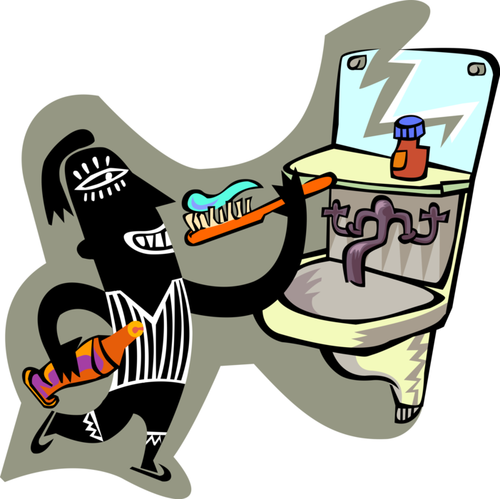 Vector Illustration of Oral Hygiene with Toothpaste Dentifrice and Toothbrush at Bathroom Sink