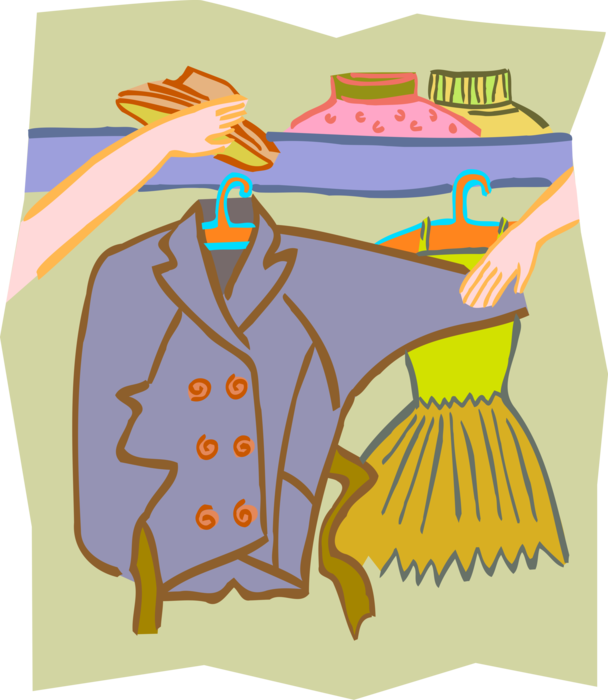 Vector Illustration of Clothes Closet Clothing Garments