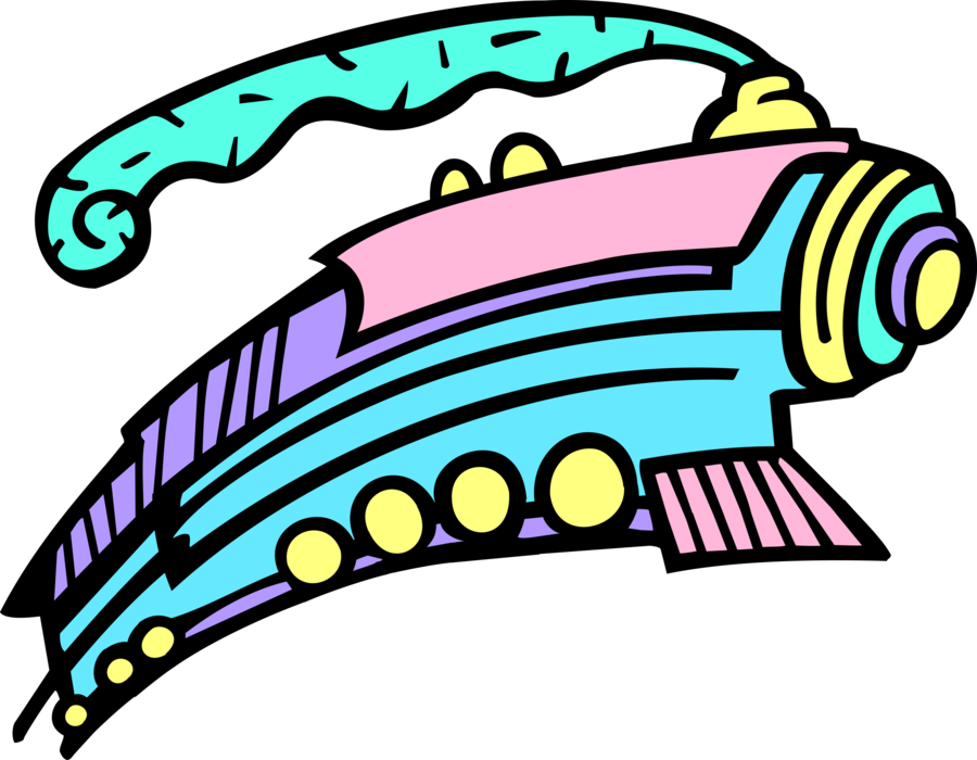 Vector Illustration of Railroad Rail Transport Speeding Locomotive Railway Train