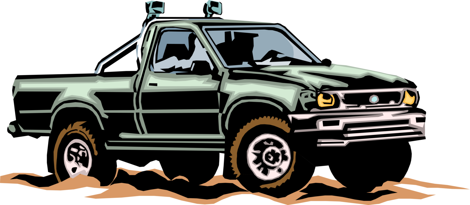 Vector Illustration of Pickup Truck or Light Duty Truck with Open Cargo Area