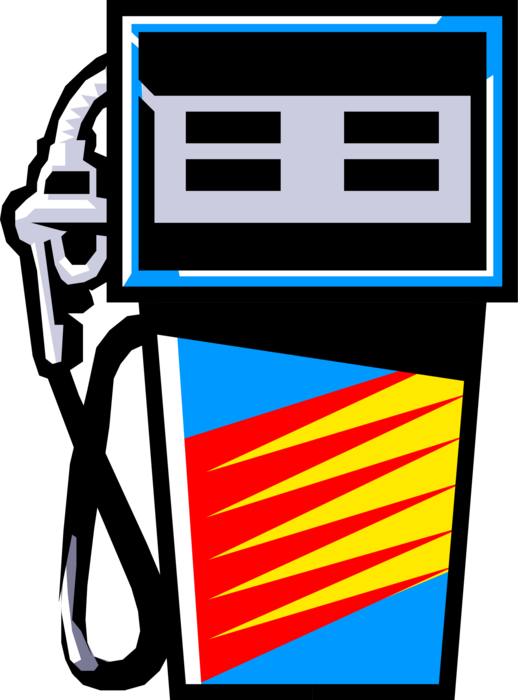 Vector Illustration of Fossil Fuel Petroleum Gas Service Station Gasoline Pump with Hose and Nozzle