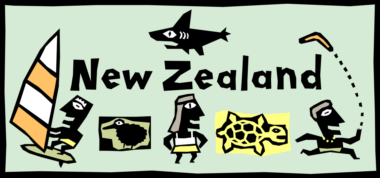 Vector Illustration of New Zealand is Not Small Country but Huge Village