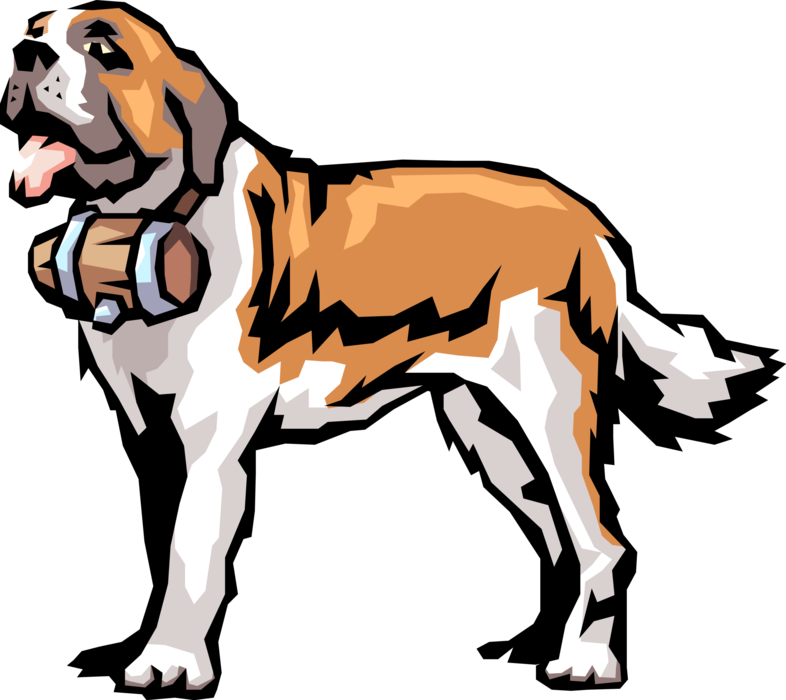 Vector Illustration of Cartoon Saint Bernard Swiss Rescue Dog