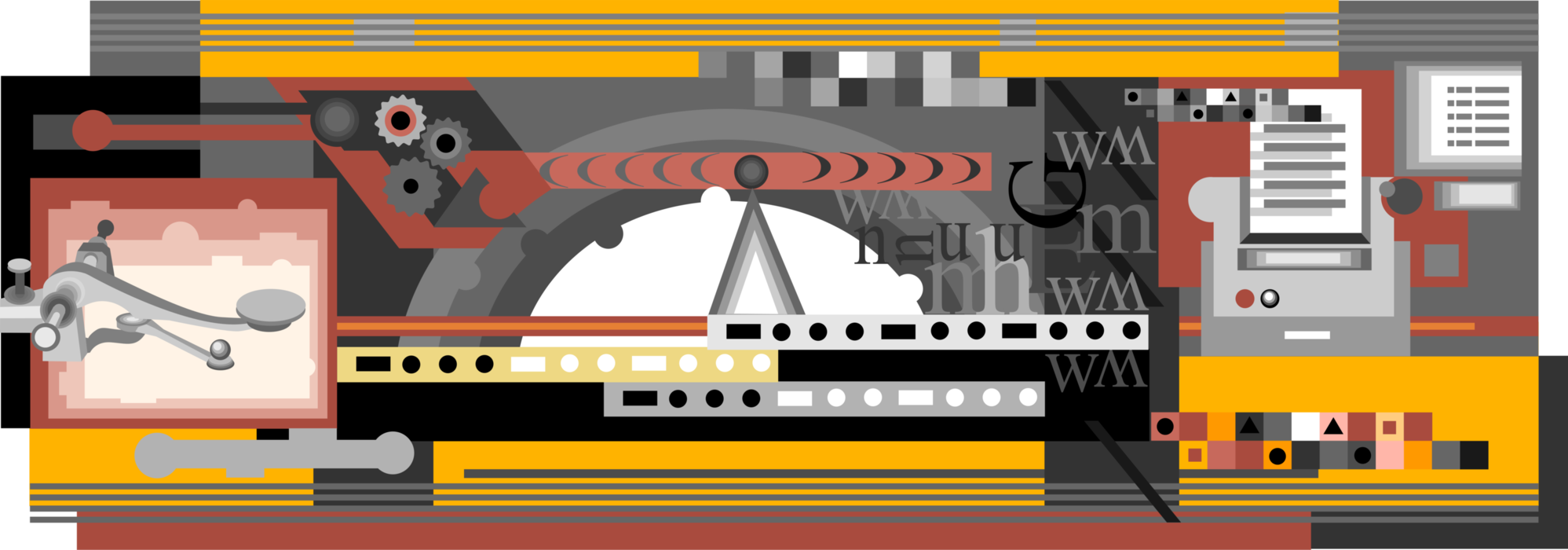 Vector Illustration of Advancements in Telecommunications from Electrical Telegraph to Modern Digital Transmission