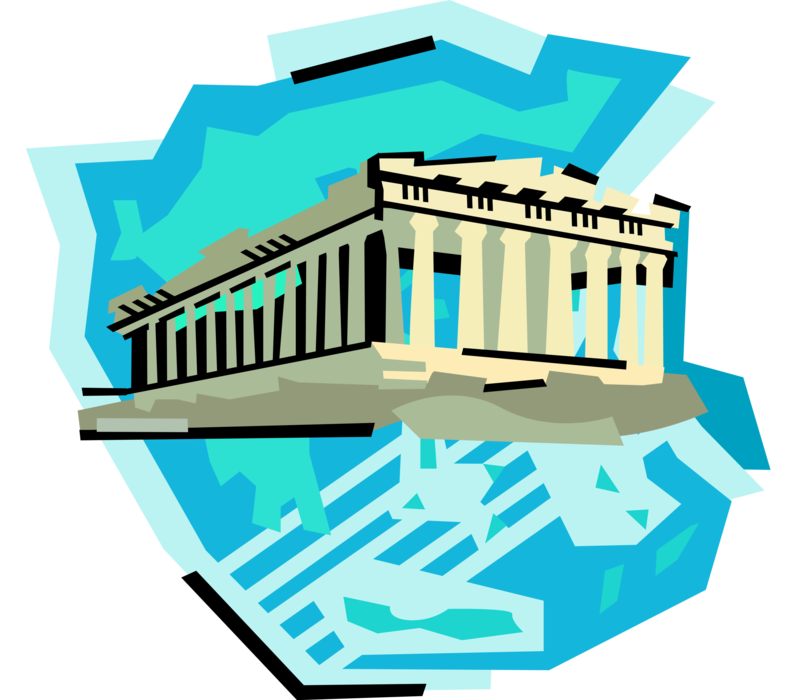 Vector Illustration of The Parthenon Ancient Greek Temple on the Athenian Acropolis in Athens, Greece