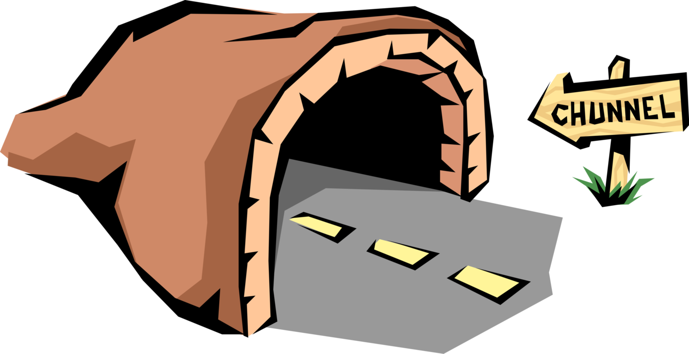 Vector Illustration of English Channel Chunnel Tunnel Symbol