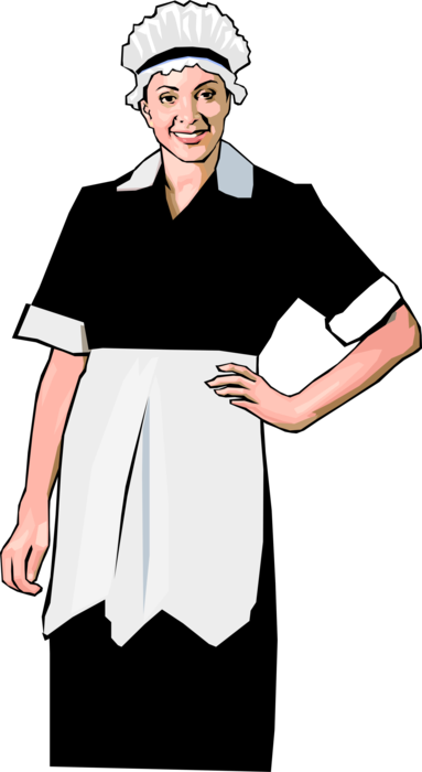 Vector Illustration of Domestic Service Chambermaid Maid or Housemaid in Hotel 