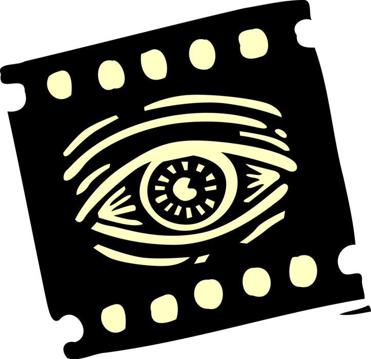 Vector Illustration of Filmstrip Transparency with Human Eye Symbol