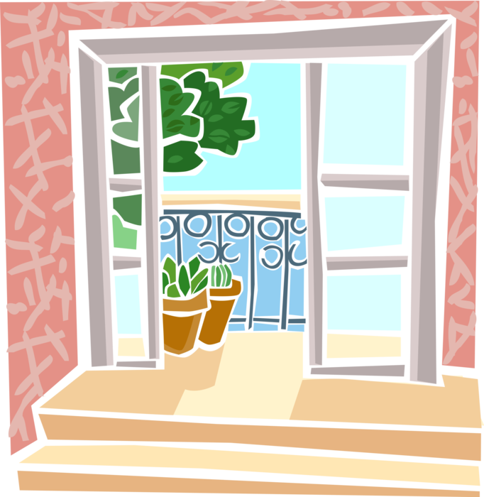 Vector Illustration of Home Patio Balcony Doorway