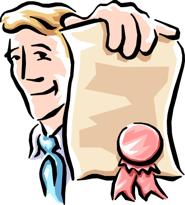 Vector Illustration of Businessman with Sealed Business Contract
