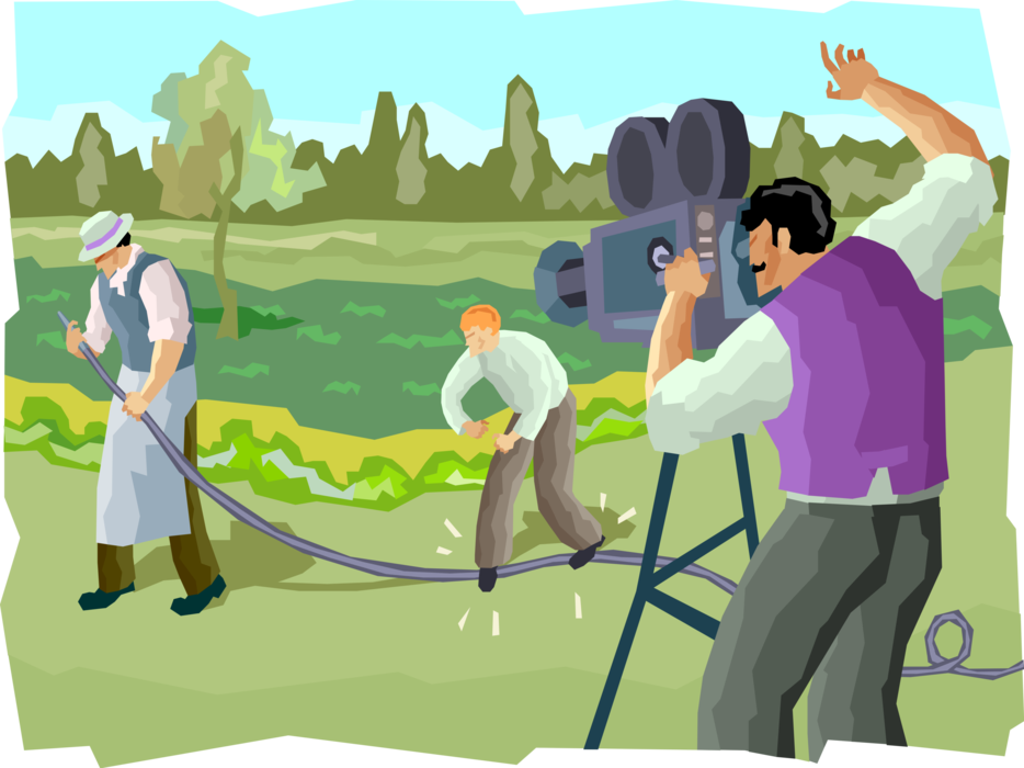 Vector Illustration of The Lumière Brothers First Filmmakers in History Patented the Cinematograph