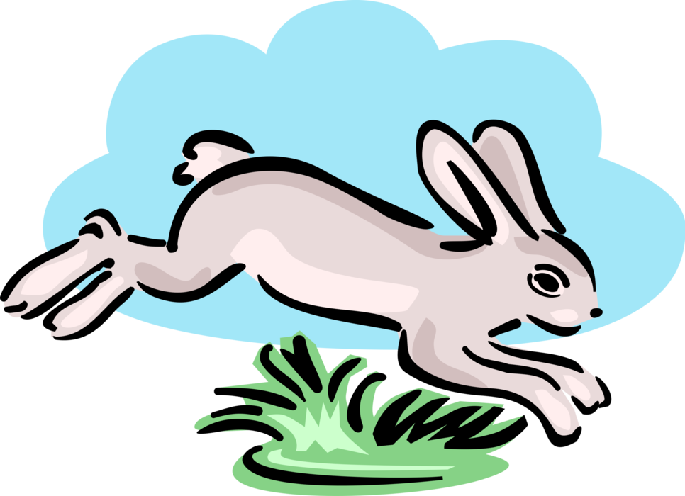 Vector Illustration of Small Mammal Rabbit Hopping Away