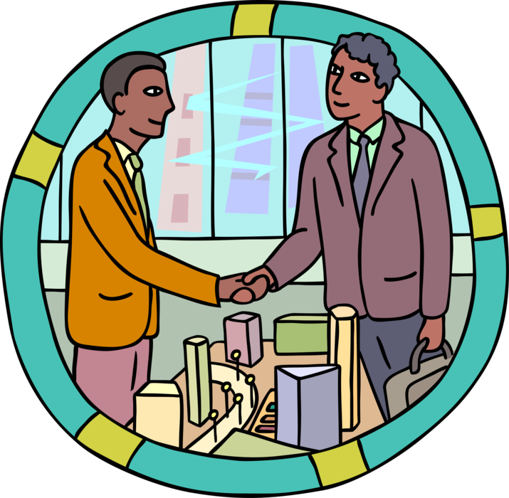 Vector Illustration of Businessmen Closing Business Deal with Handshake