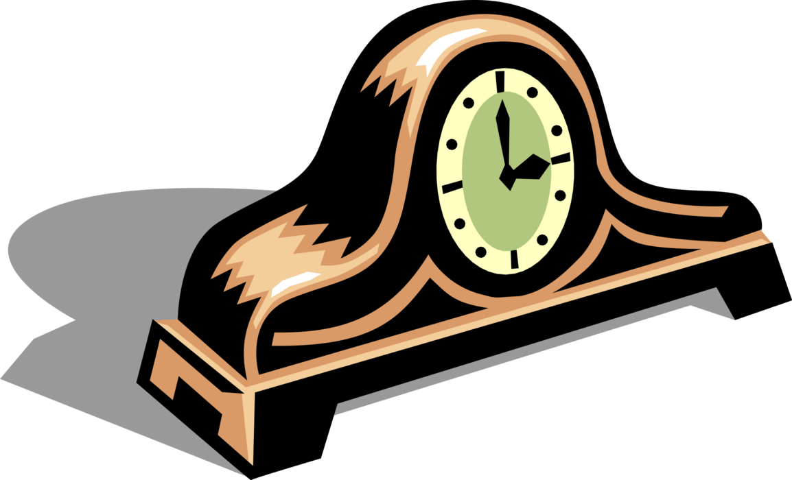 Vector Illustration of Mantle Clock Indicates, Keeps and Co-ordinates Time