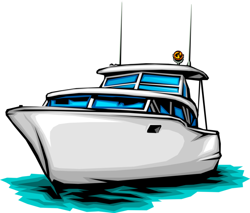 Vector Illustration of Pleasure Craft Boat Watercraft Water-Borne Transport Vehicle