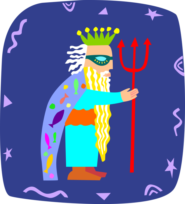 Vector Illustration of Poseidon Olympian God of the Oceans and King of the Sea Gods