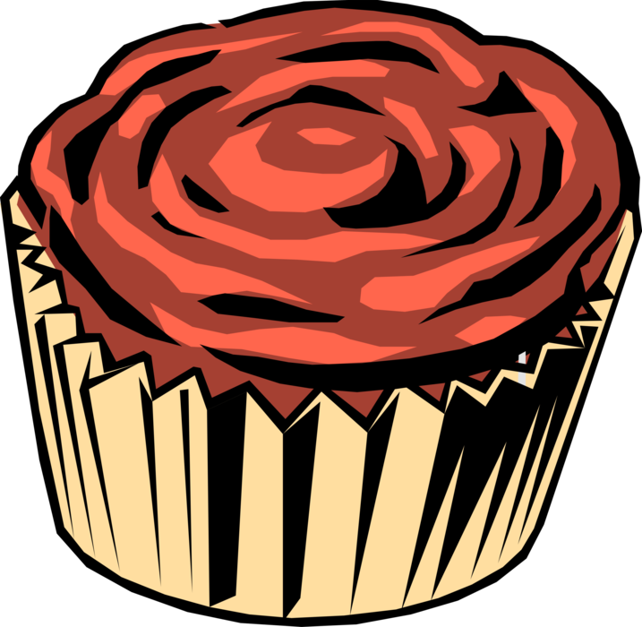 Vector Illustration of Sweet Dessert Baked Cupcake