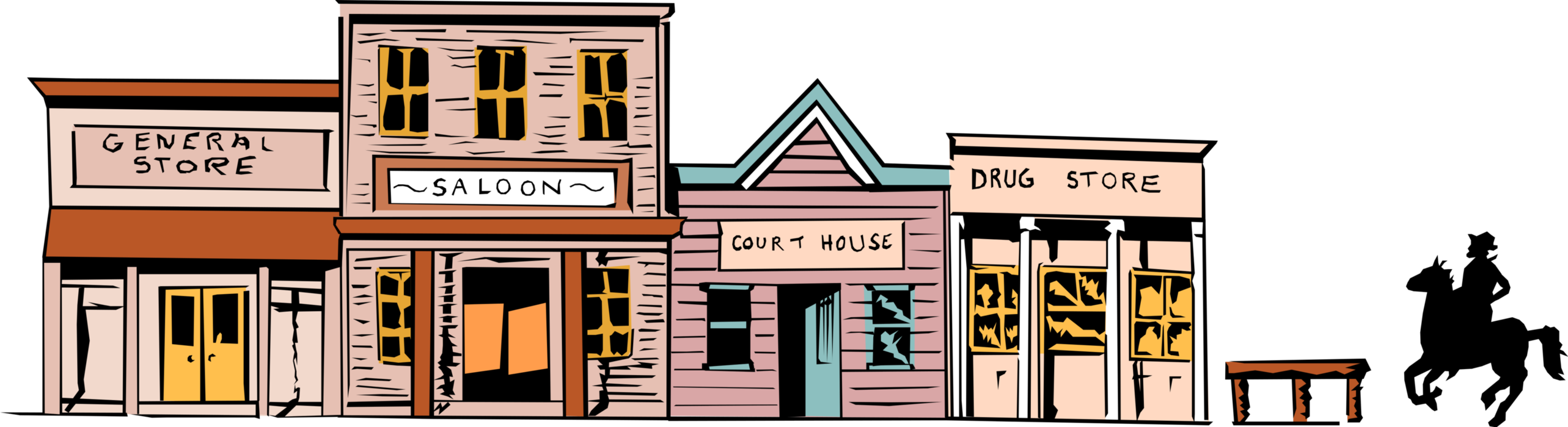 Vector Illustration of Old Western Town