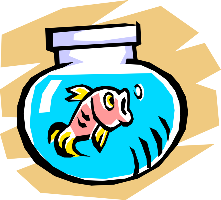 Vector Illustration of Aquarium Fish Bowl with Tropical Fish