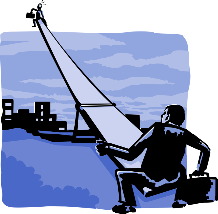 Vector Illustration of Business Teeter-Totter Seesaw Shows Imbalance