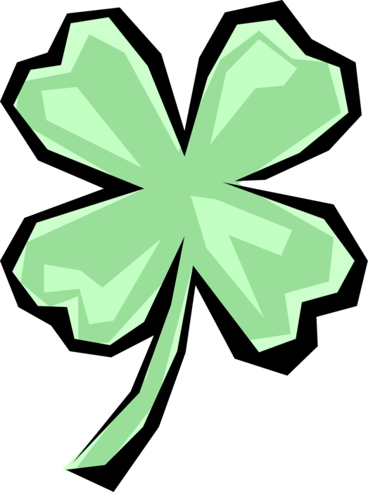 Vector Illustration of St Patrick's Day Four-Leaf Clover Irish Shamrock Brings, Faith, Hope, Love, and Good Luck