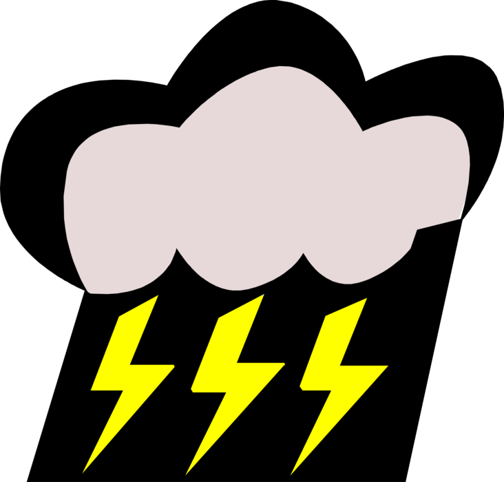 Vector Illustration of Weather Forecast Electrical Storm with Lightning