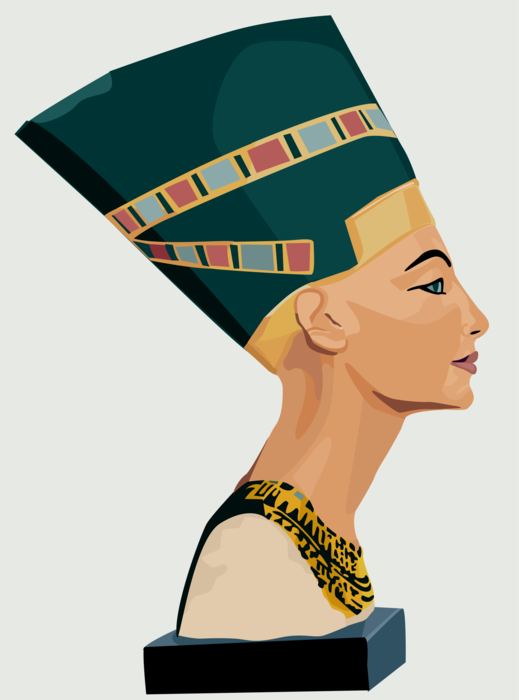 Vector Illustration of Ancient Egypt Nefertiti Bust the Great Royal Wife of Egyptian Pharaoh Akhenaten