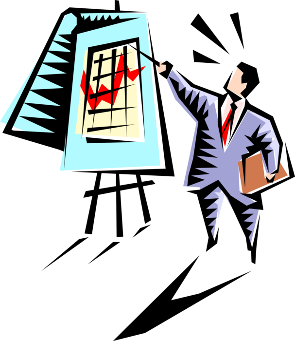 Vector Illustration of Business Executive Presents Sales Projections