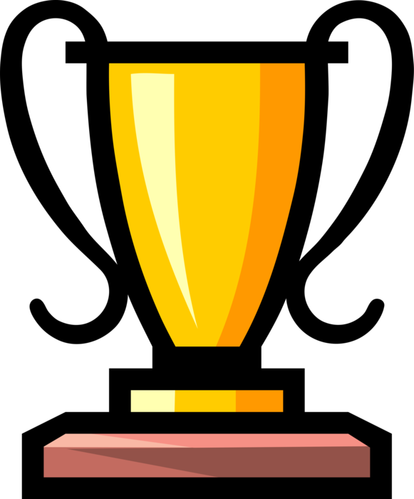 Vector Illustration of Winner's Trophy Cup Prize Award Recognizes Specific Achievement or Evidence of Merit