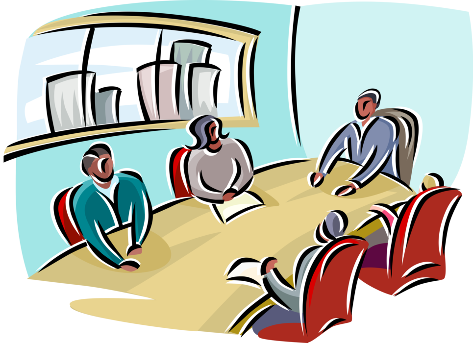 Vector Illustration of Office Boardroom Meeting with Colleagues