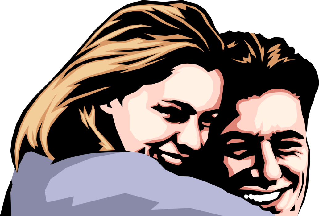 Vector Illustration of Man and Woman Romantic Couple in Love