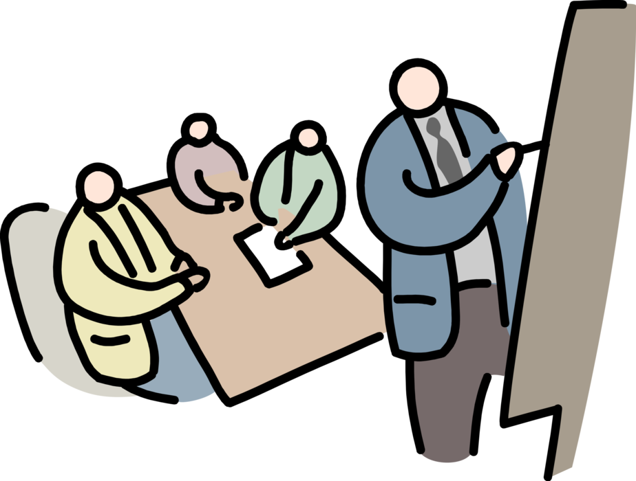 Vector Illustration of Businessman Presenting the Idea in Boardroom Meeting
