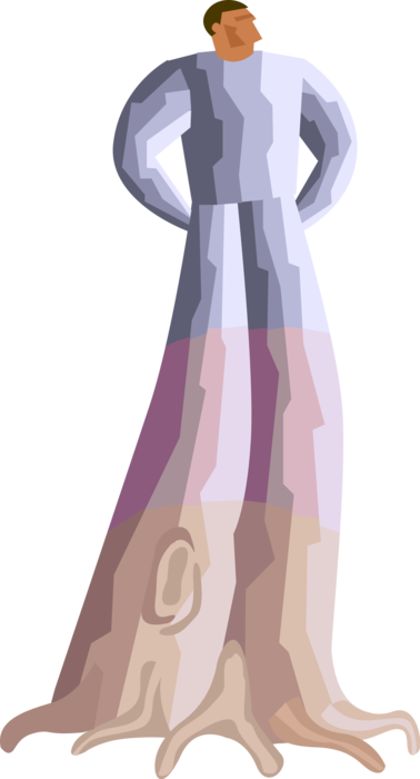 Vector Illustration of Human Figure Resembling Tree Trunk