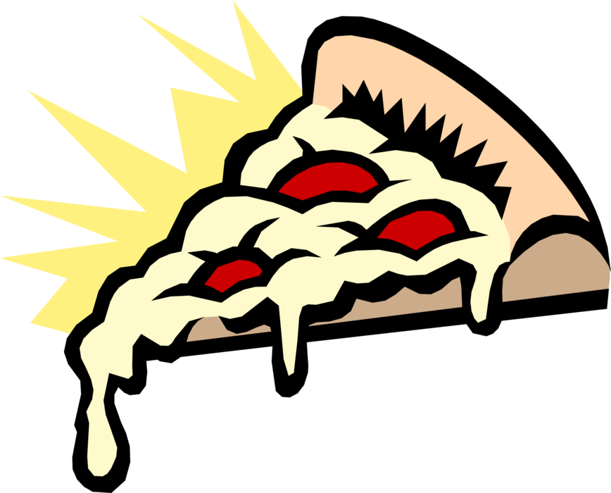 Vector Illustration of Flatbread Pizza Slice with Pepperoni and Melting Cheese