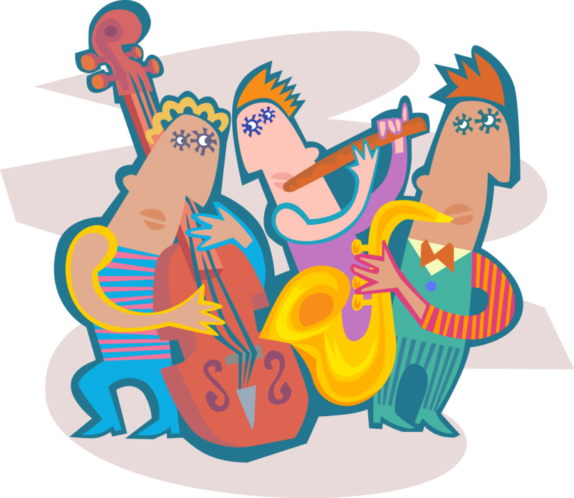 Vector Illustration of Musical Jazz Band Musicians Perform Live Music