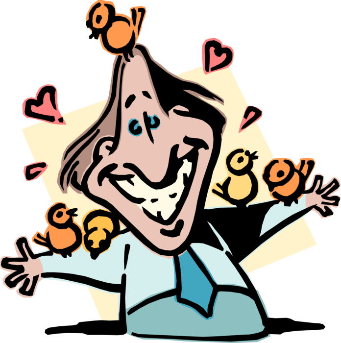 Vector Illustration of Businessman at One with Nature Experiences True Happiness