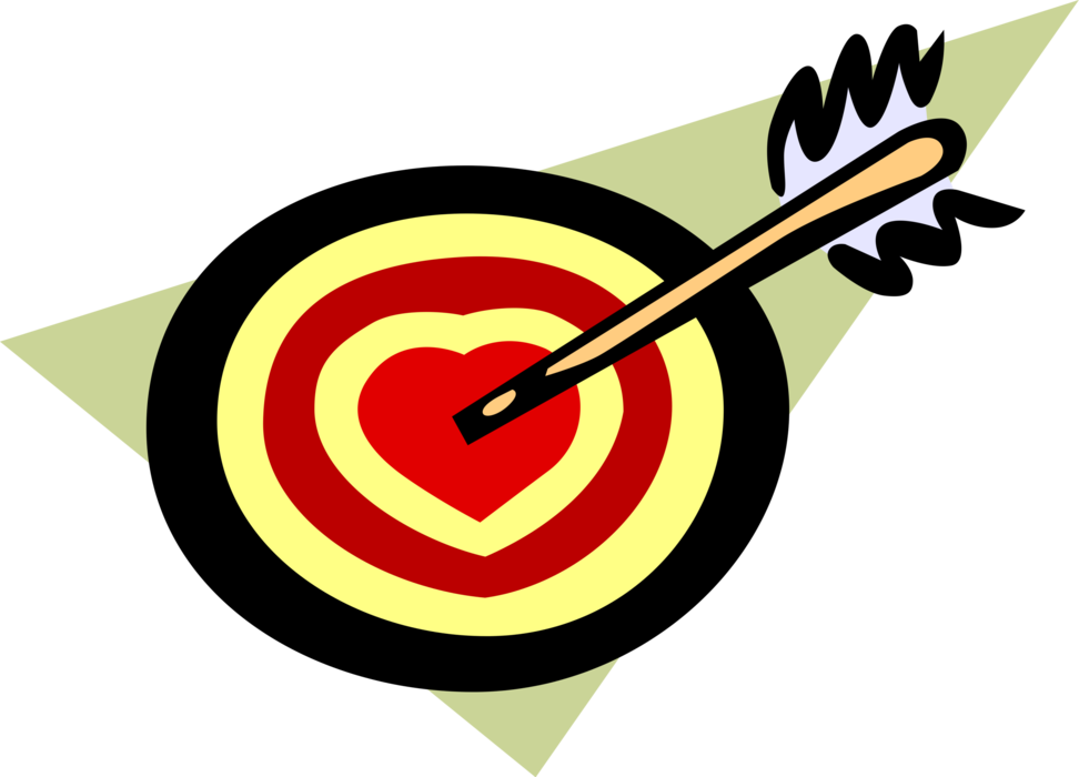 Vector Illustration of Bullseye or Bull's-Eye Target with Arrow