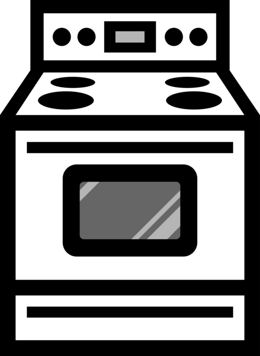 Vector Illustration of Kitchen Appliance Electric Stove, Range or Oven