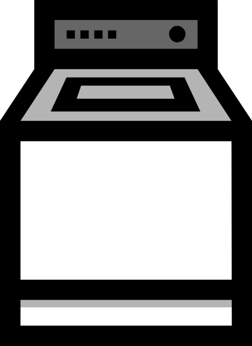 Vector Illustration of Household Appliance Washing Machine Clothes Washer Cleans Laundry