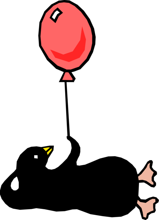 Vector Illustration of Penguin with Red Balloon