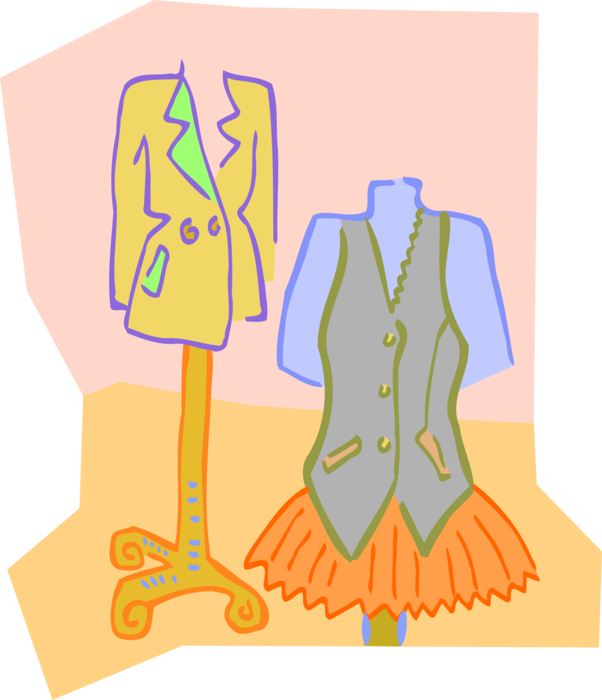 Vector Illustration of Three-Dimensional Dress Form Model of Torso for Fashion Design Fitting
