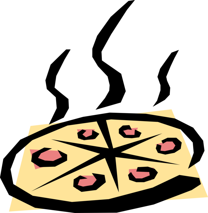 Vector Illustration of Flatbread Pizza with Pepperoni