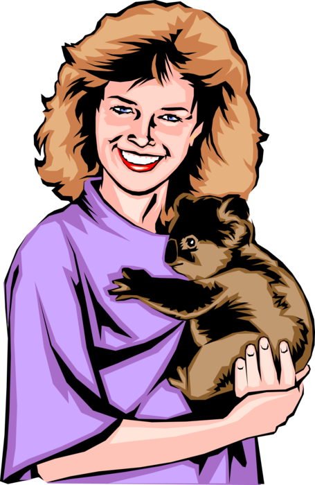 Vector Illustration of Girl with Australian Koala Bear Marsupial 