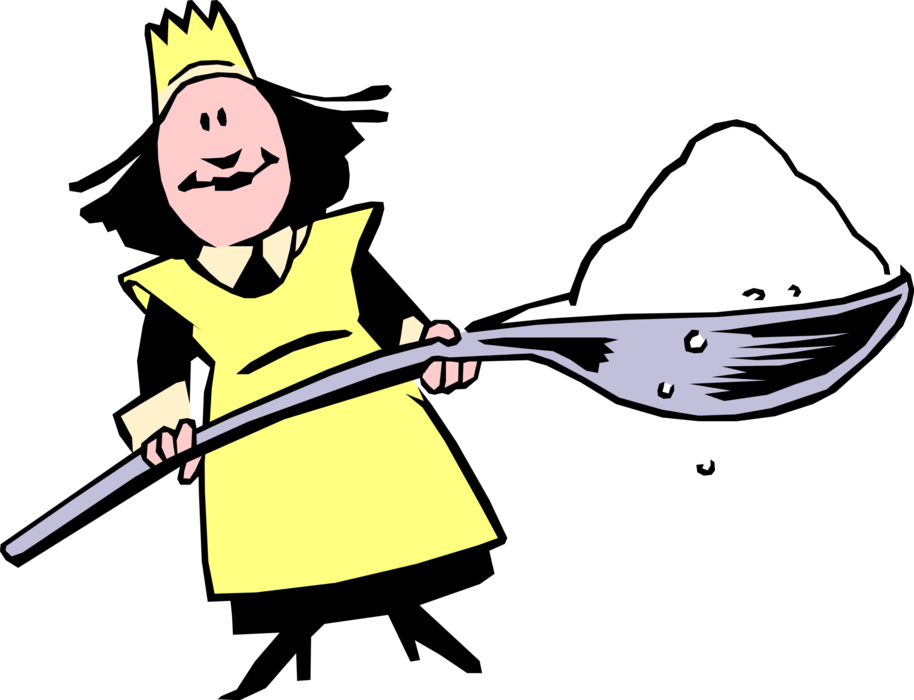 Vector Illustration of Female Chef with Spoonful of Sugar