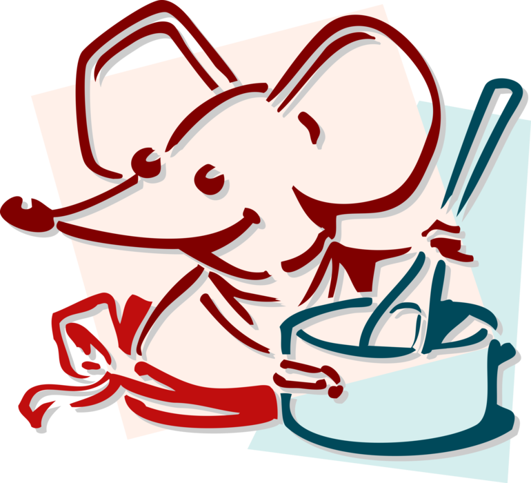 Vector Illustration of Rodent Chef Mouse Cooking
