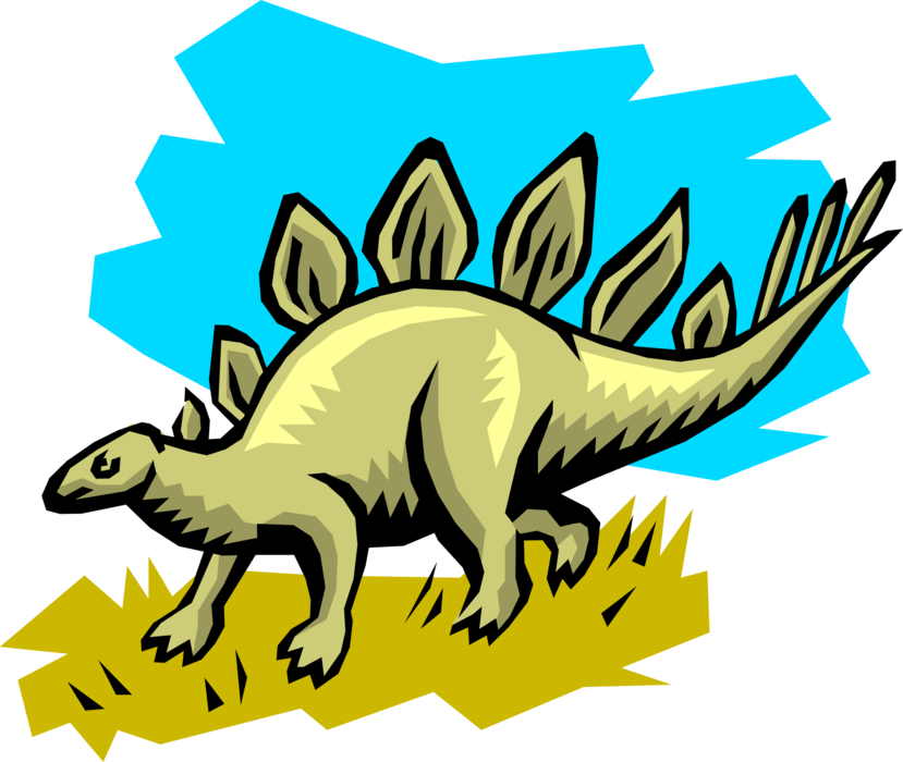 Vector Illustration of Prehistoric Stegosaurus Dinosaur from Jurassic and Cretaceous Periods