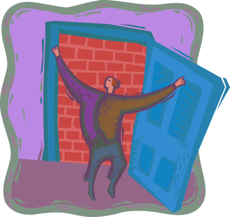 Vector Illustration of Businessman Hitting Dead-End Brick Wall