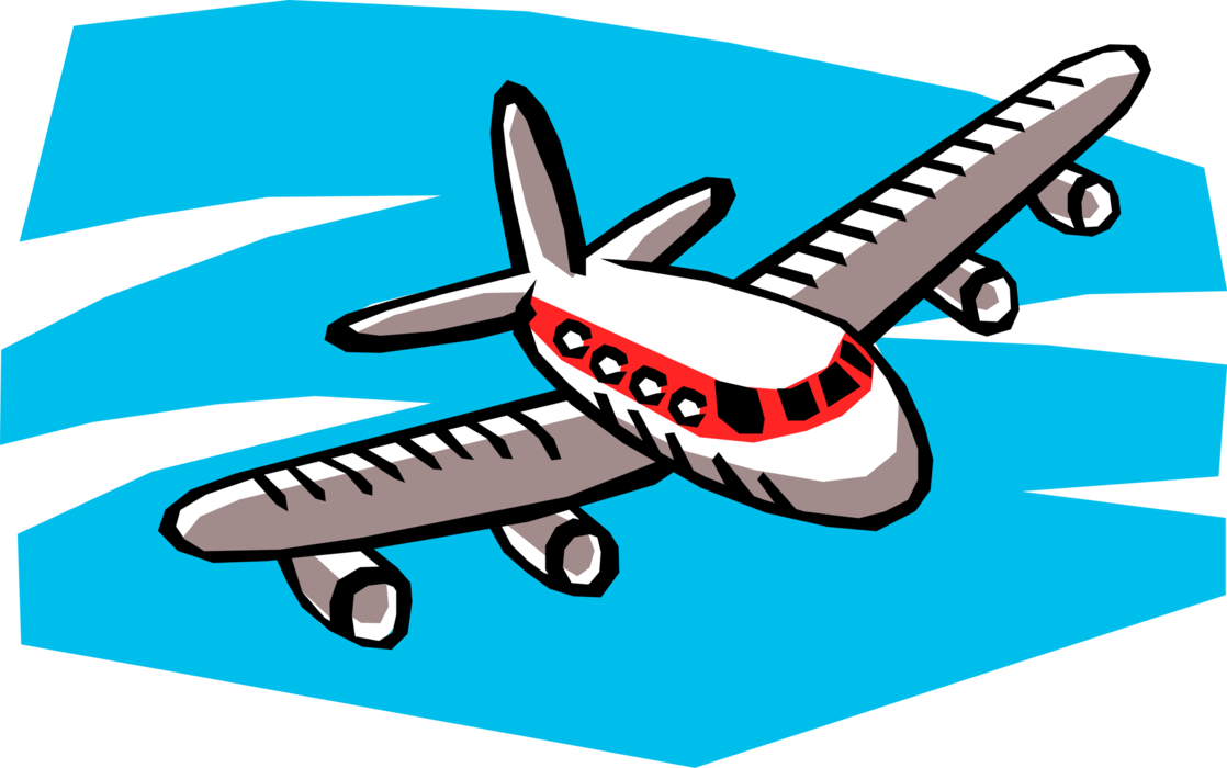 Vector Illustration of Commercial Airplane Passenger Jet Aircraft in Flight